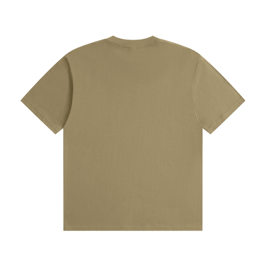 Khaki cotton tee, back view