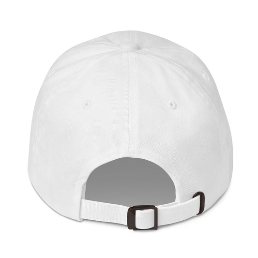 white cap on a white background, back view