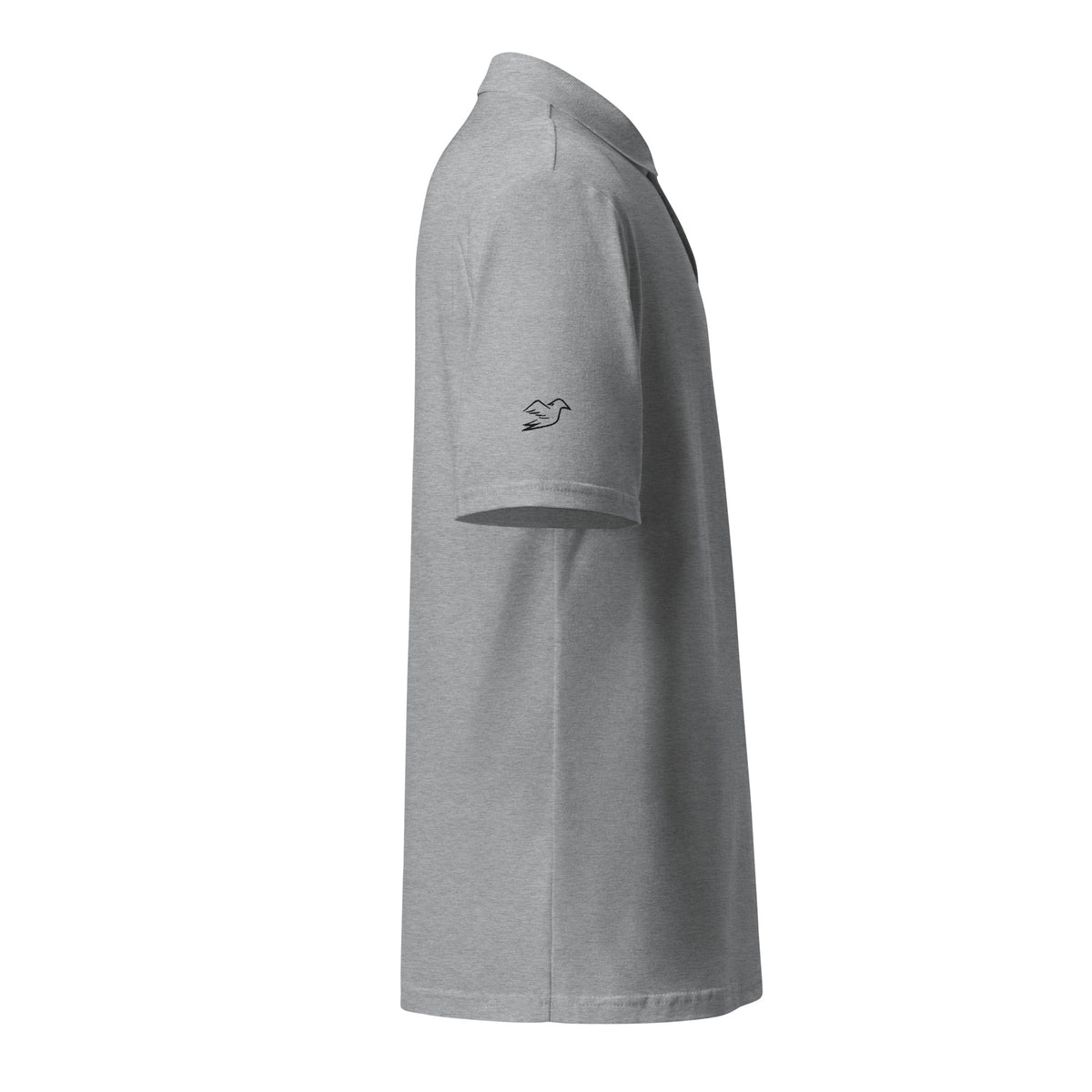 sport grey polo on a white background, right view