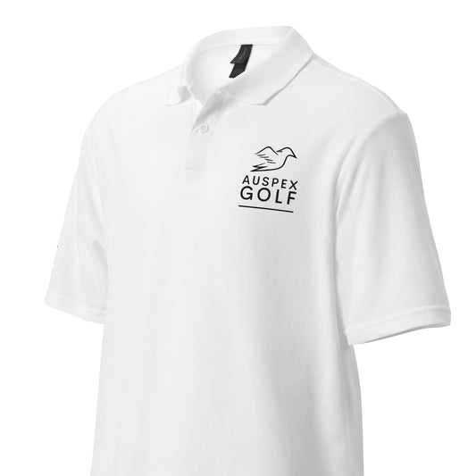 white polo on a white background, front-left view