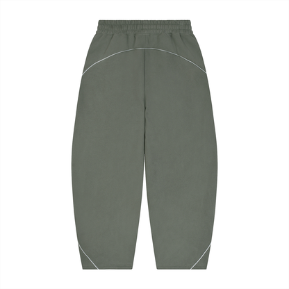 Medium gray piping sweatpants, back view