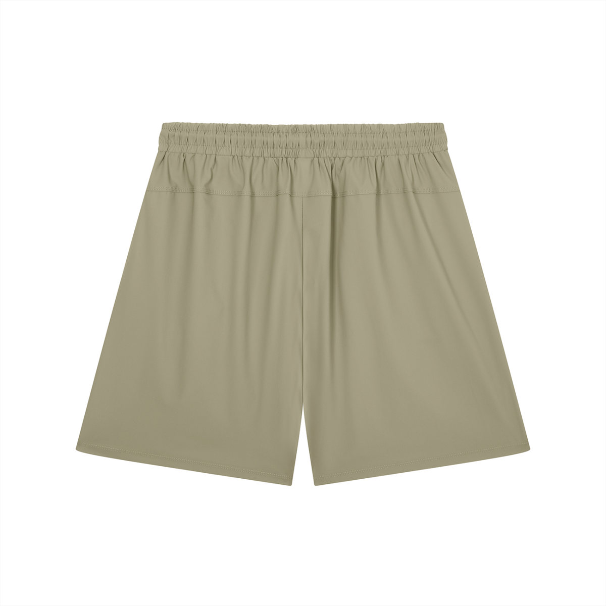 Khaki stretch shorts, back view