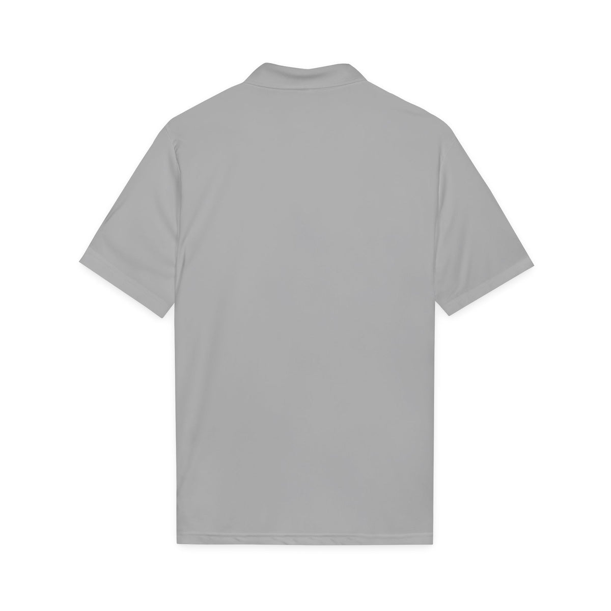 Silver performance golf polo, back view
