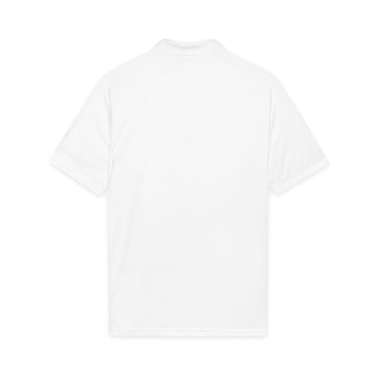 White performance golf polo, back view