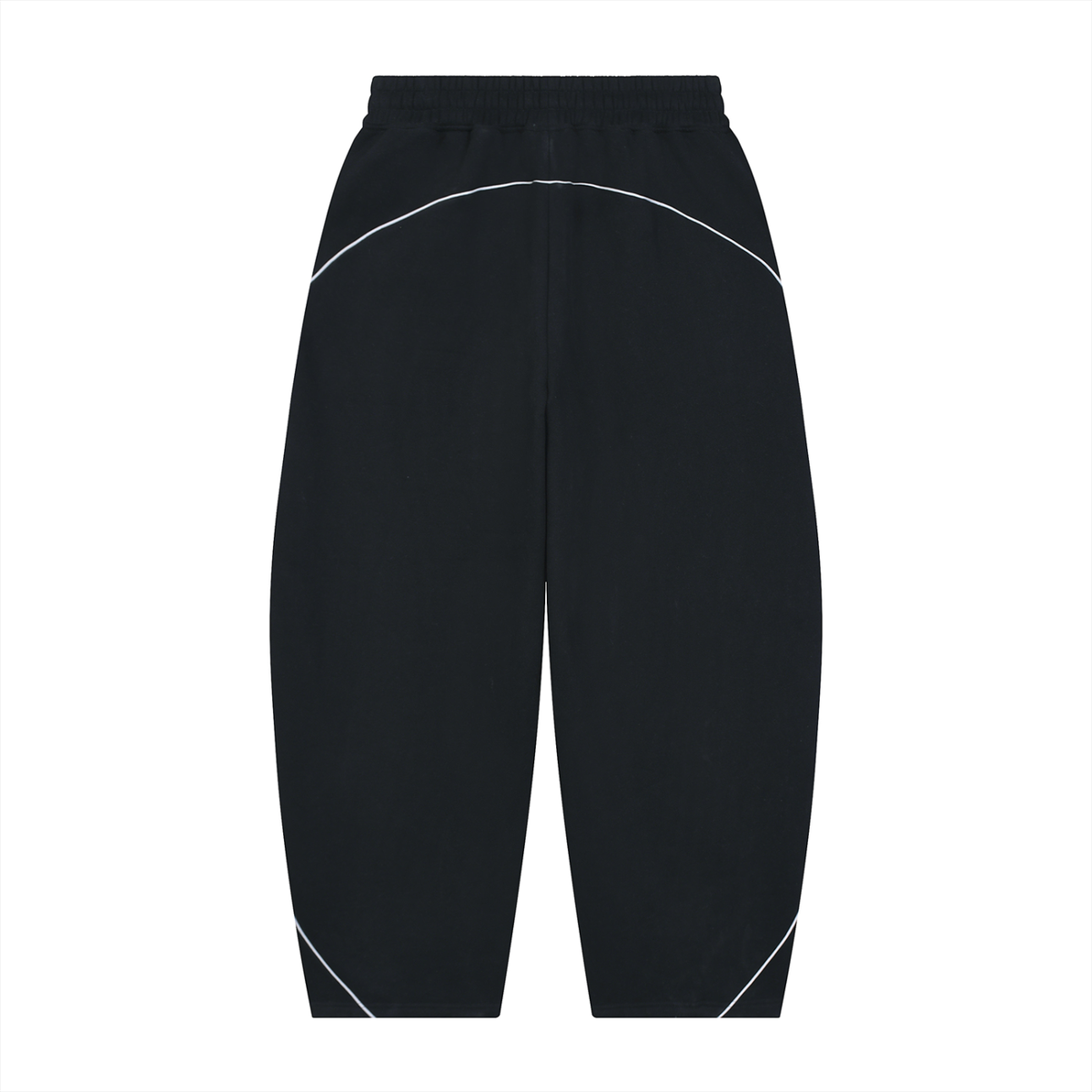 Black piping sweatpants, back view