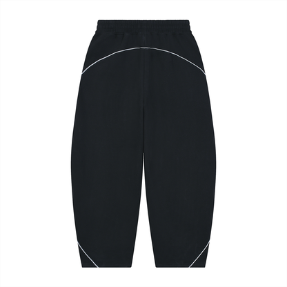 Black piping sweatpants, back view