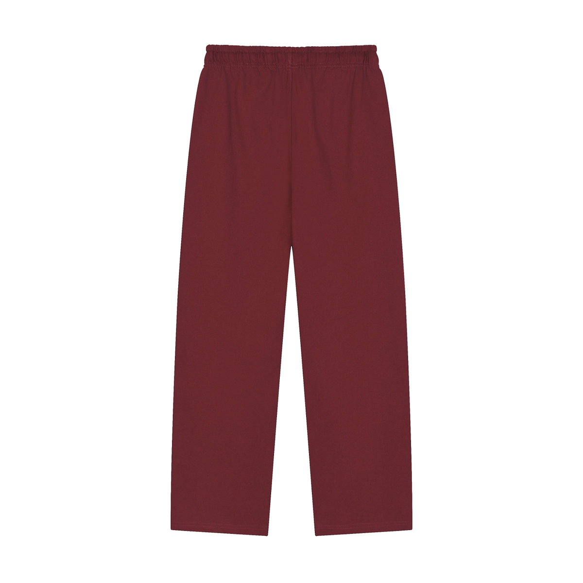 Dull red heavyweight pants, back view