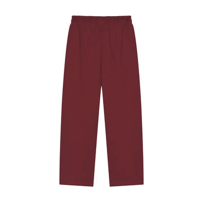 Dull red heavyweight pants, back view