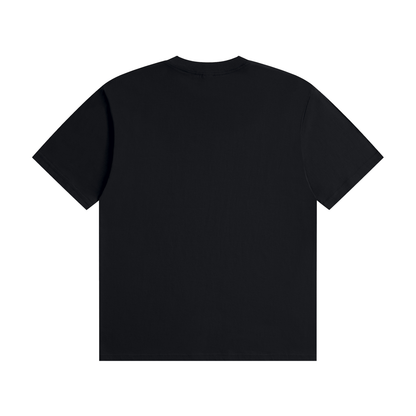 Black cotton tee, back view