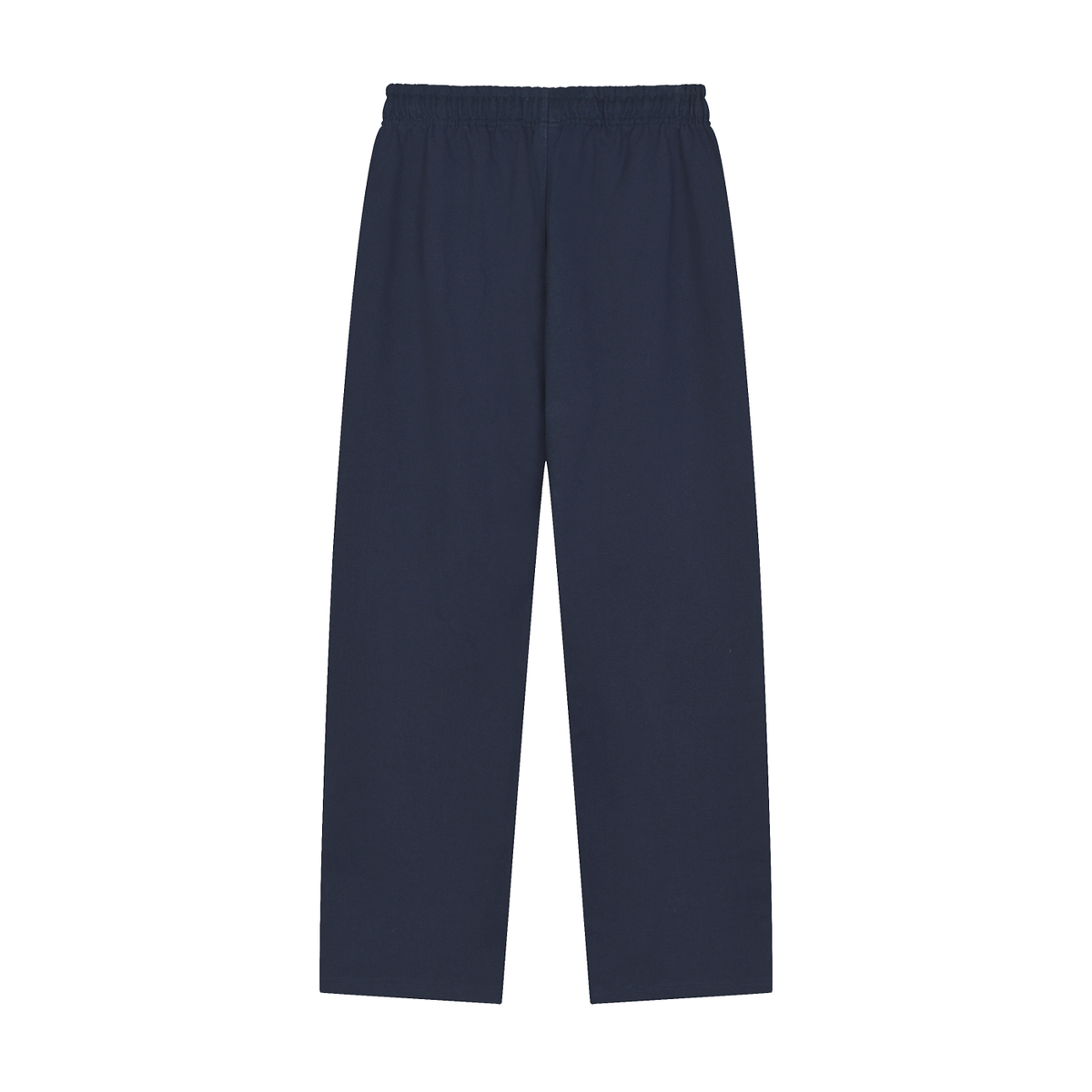 Navy blue heavyweight pants, back view