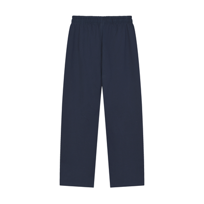 Navy blue heavyweight pants, back view