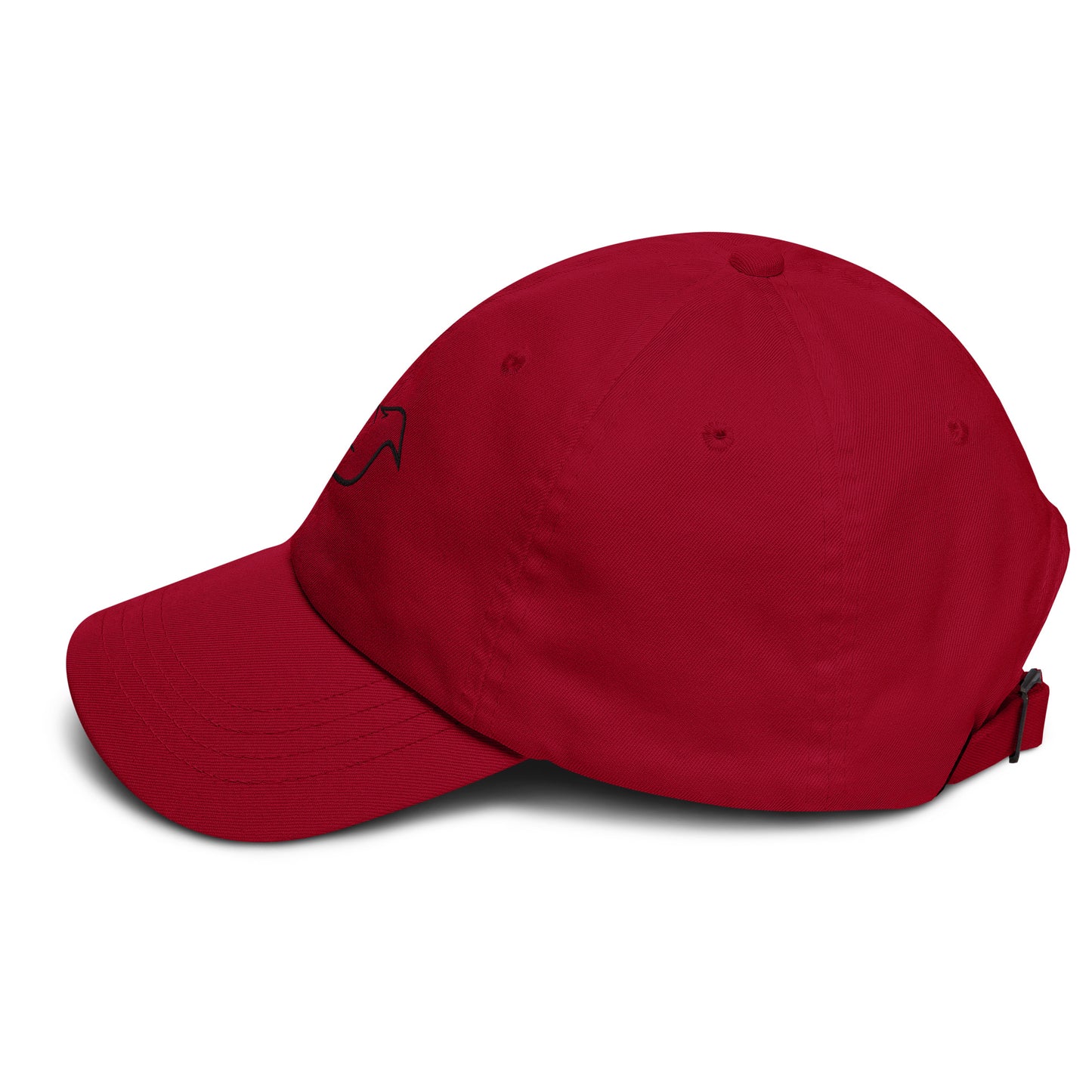 cranberry cap on a white background, left view