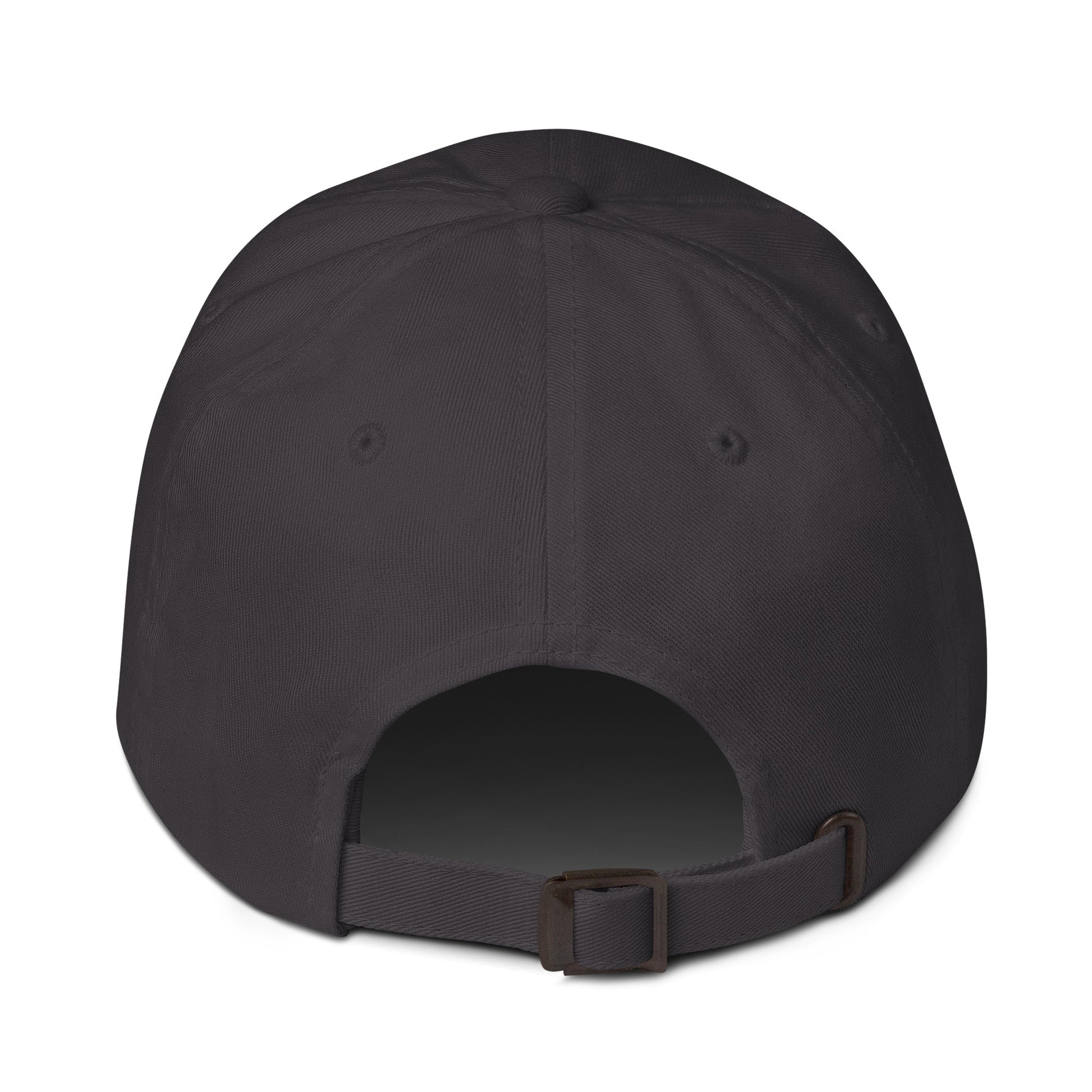 dark grey cap on a white background, back view