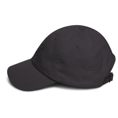 dark grey cap on a white background, left view