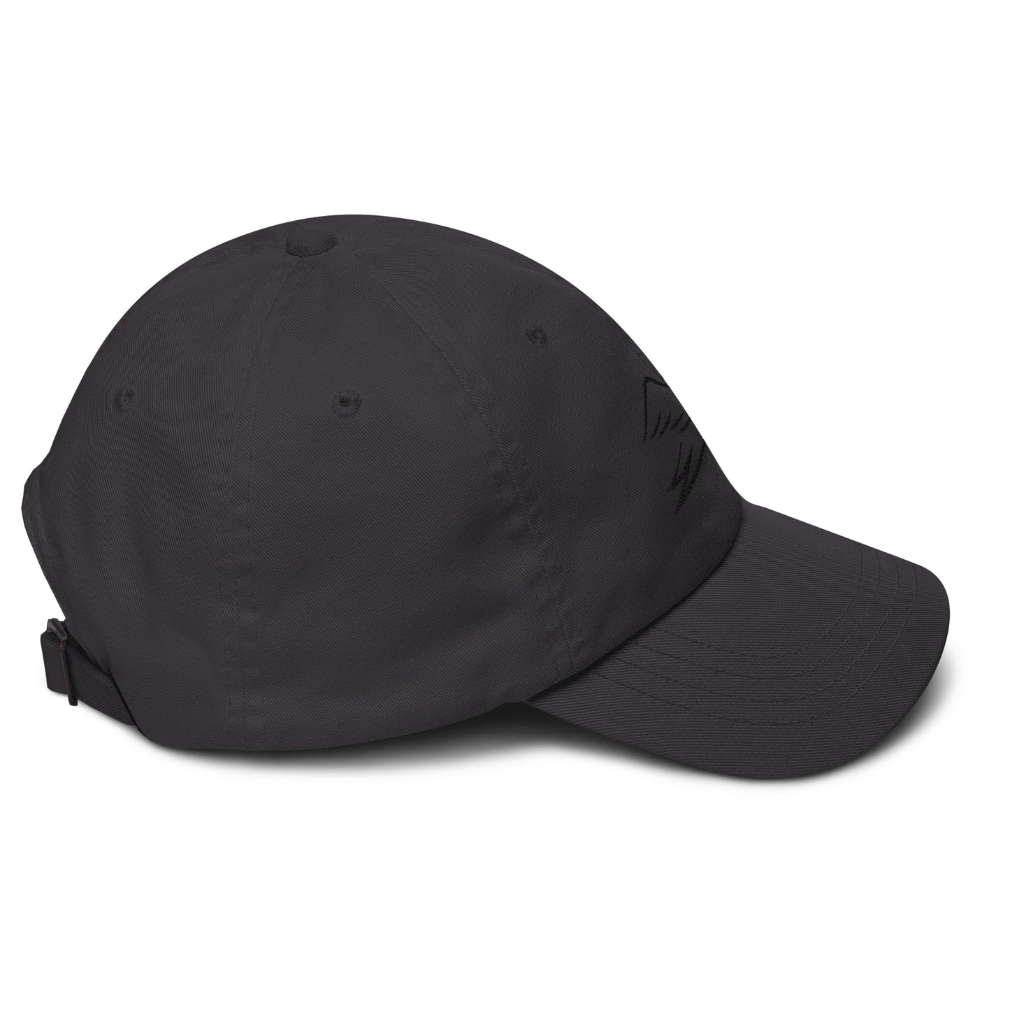 dark grey cap on a white background, right view