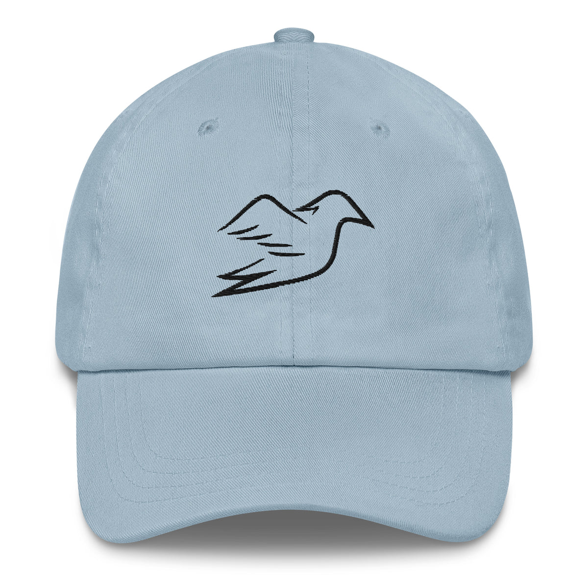 light blue cap on a white background, front view