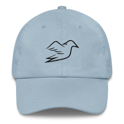 light blue cap on a white background, front view