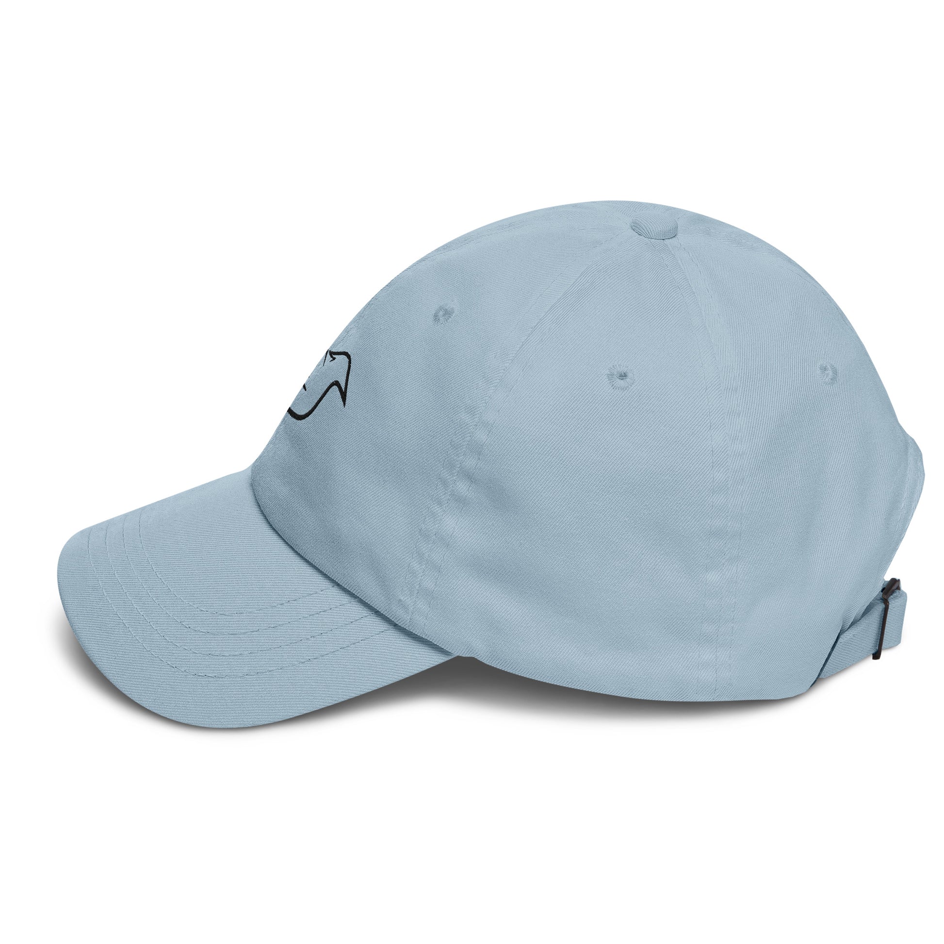light blue cap on a white background, left view