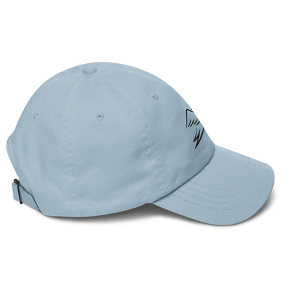 light blue cap on a white background, right view