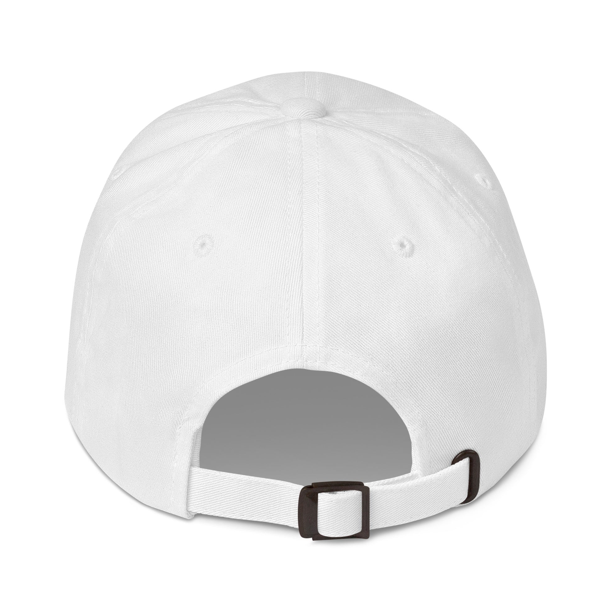 white cap on a white background, back view