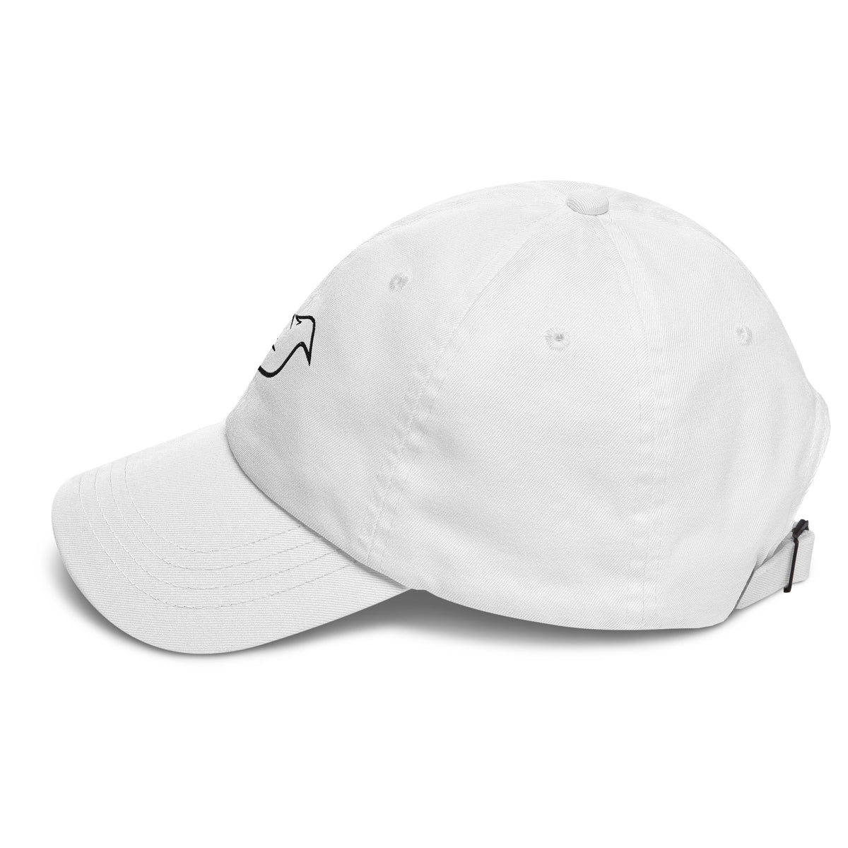 white cap on a white background, left view