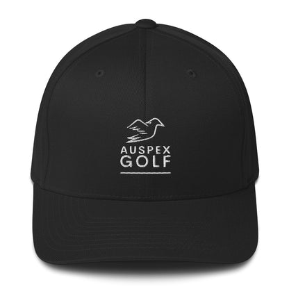 black cap on a white background, front view