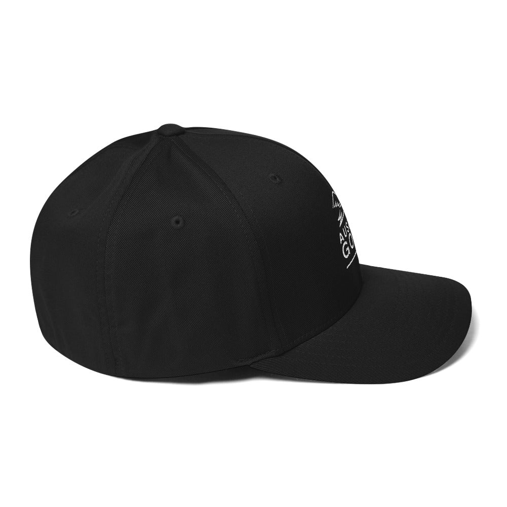 black cap on a white background, right view