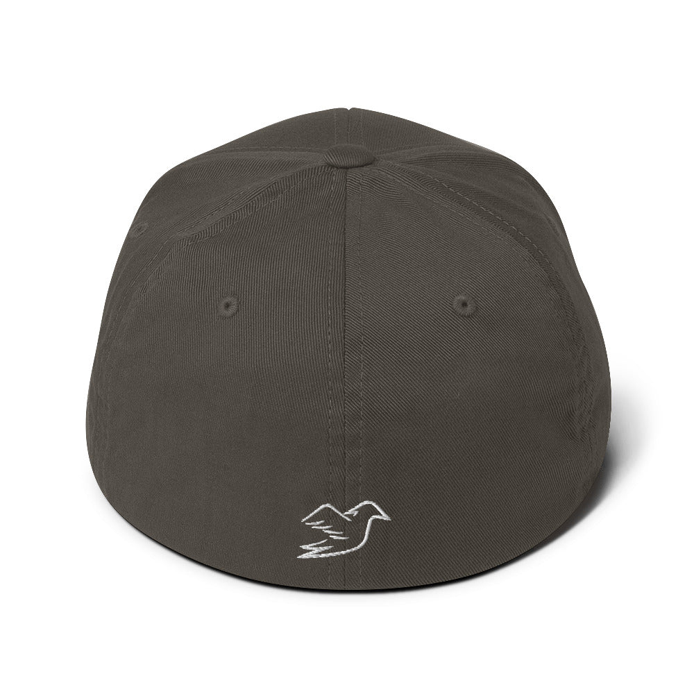 dark grey cap on a white background, back view