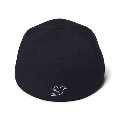 dark navy cap on a white background, back view