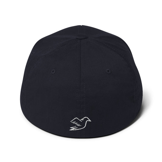 dark navy cap on a white background, back view