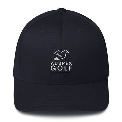 dark navy cap on a white background, front view