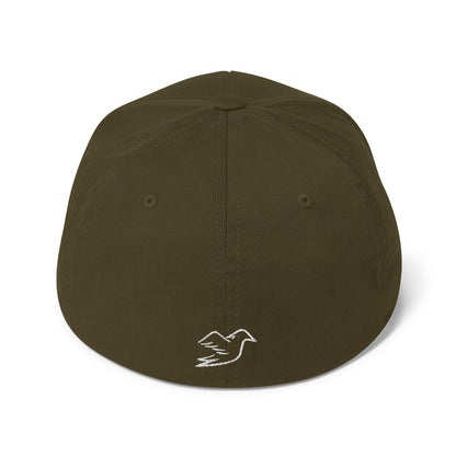 olive cap on a white background, back view