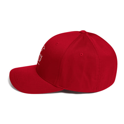 red cap on a white background, left view