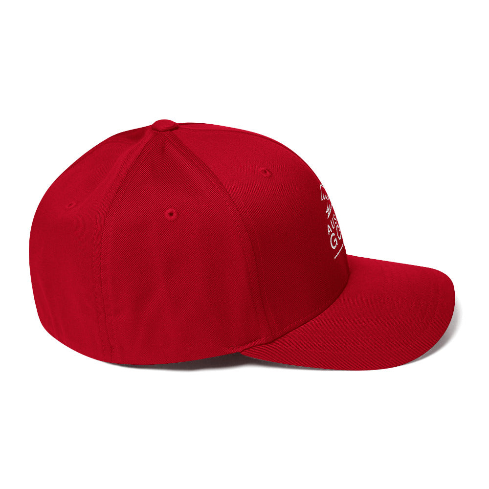 red cap on a white background, right view