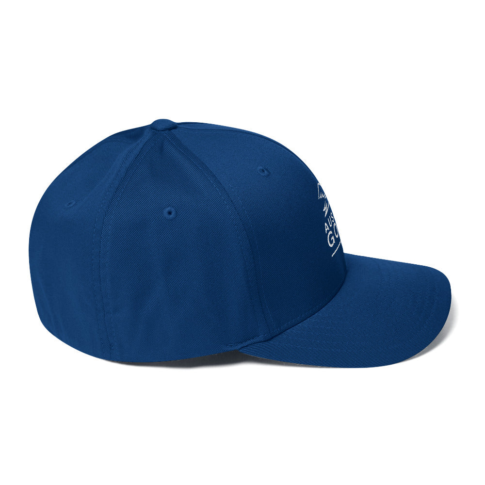 royal blue cap on a white background, right view