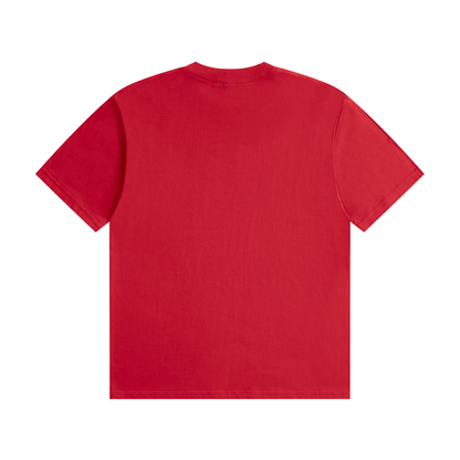 Red cotton tee, back view