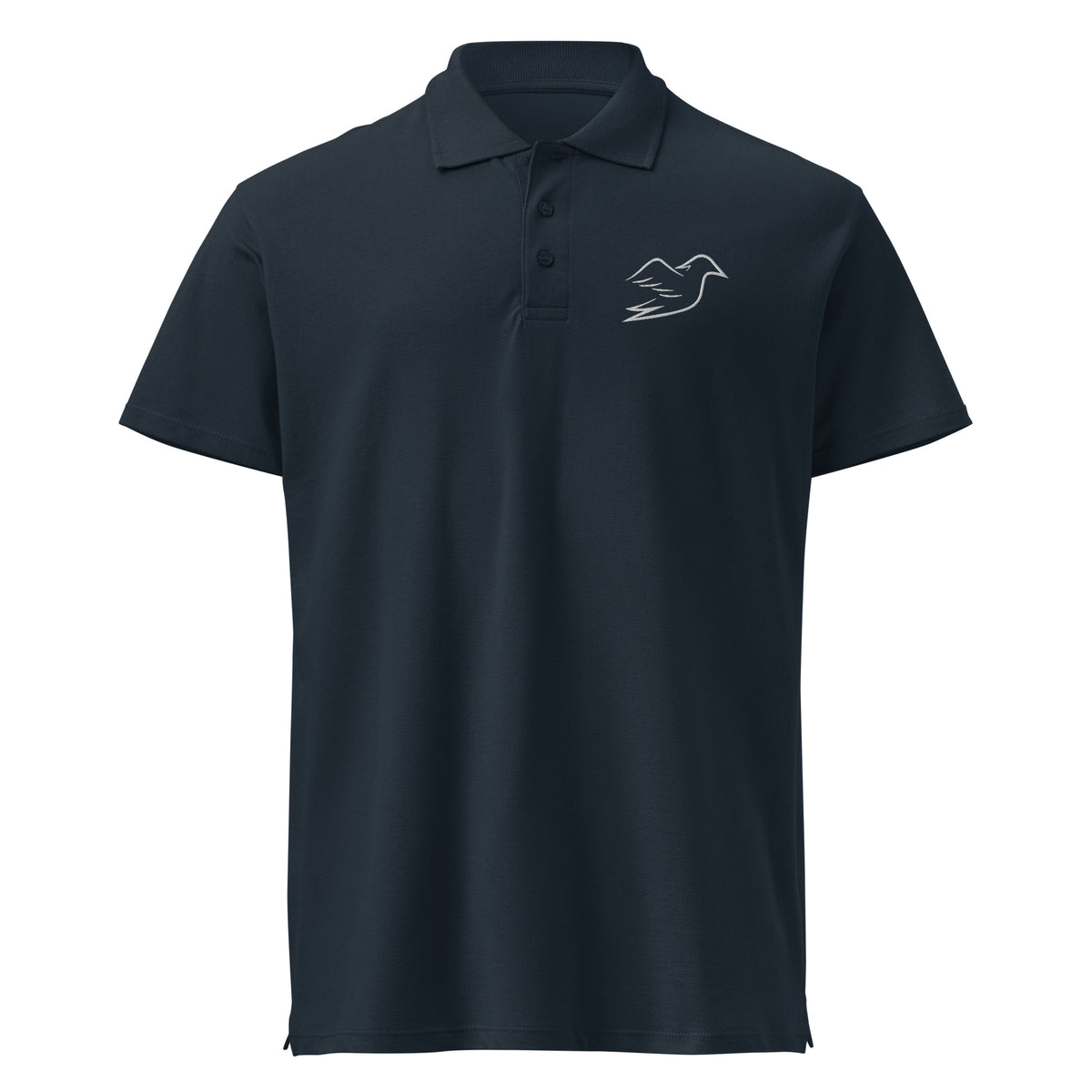 navy polo on a white background, front view