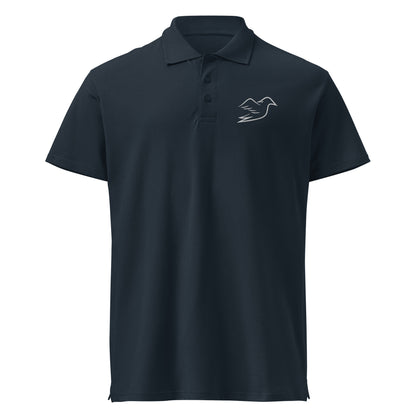 navy polo on a white background, front view
