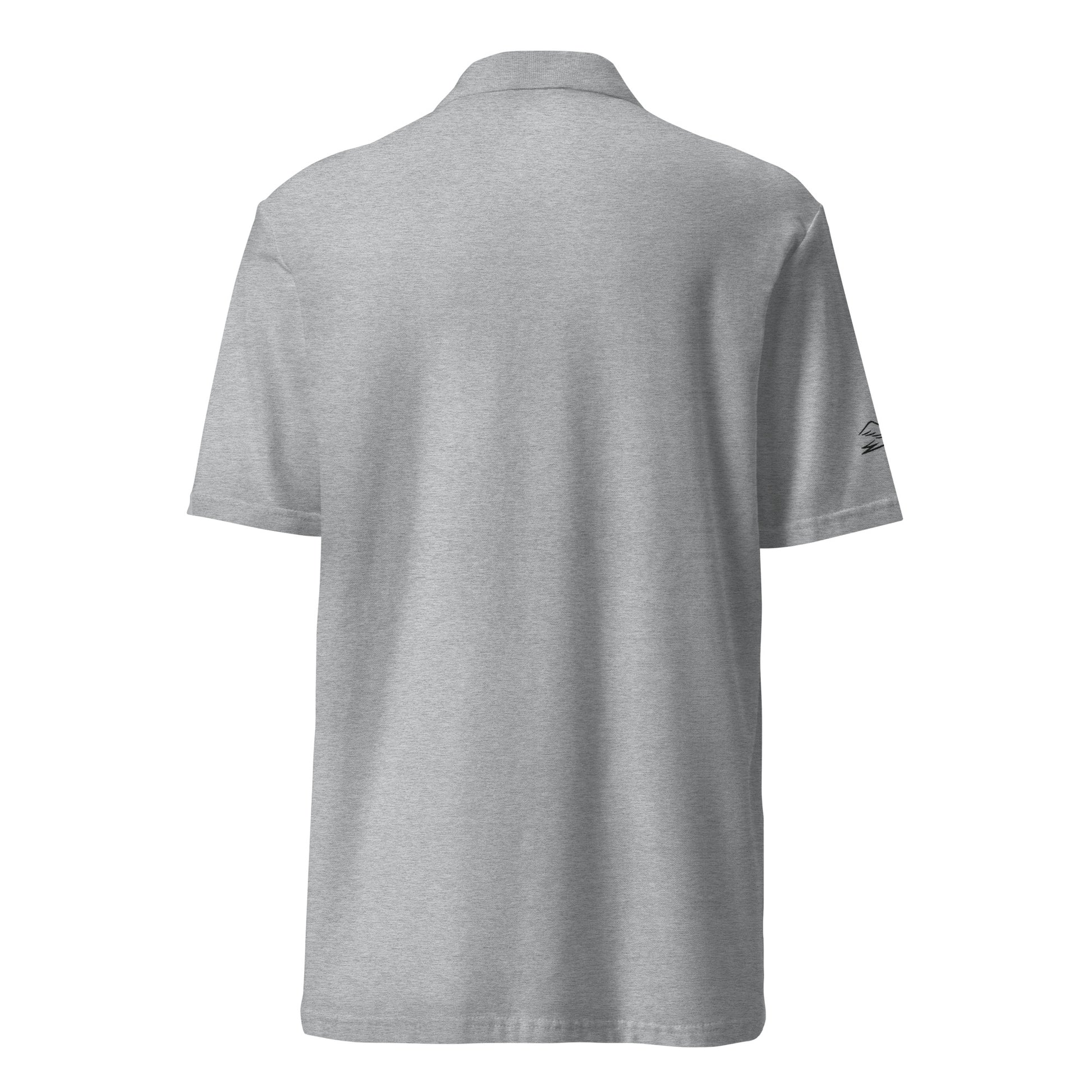 sport grey polo on a white background, back view