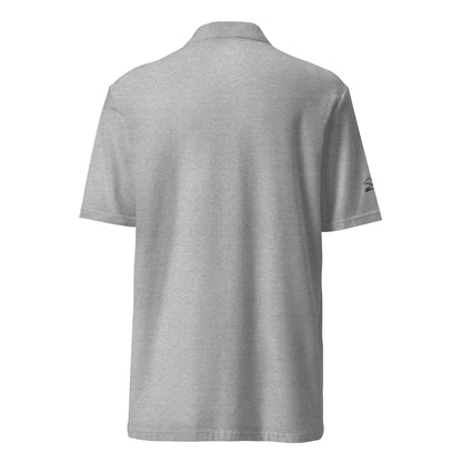 sport grey polo on a white background, back view