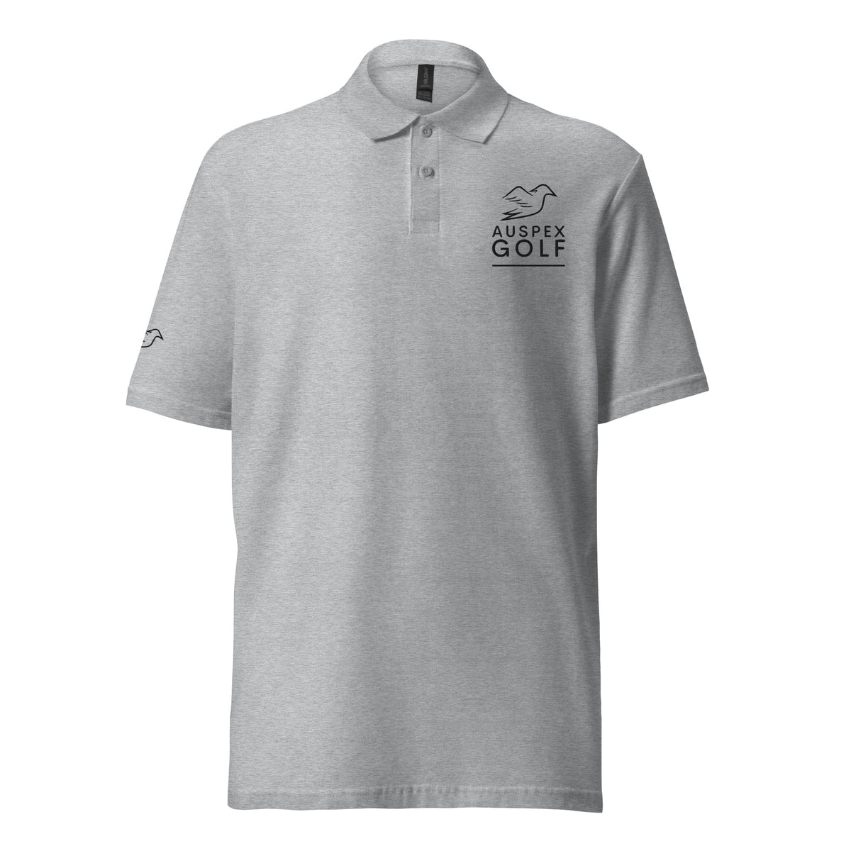 sport grey polo on a white background, front view