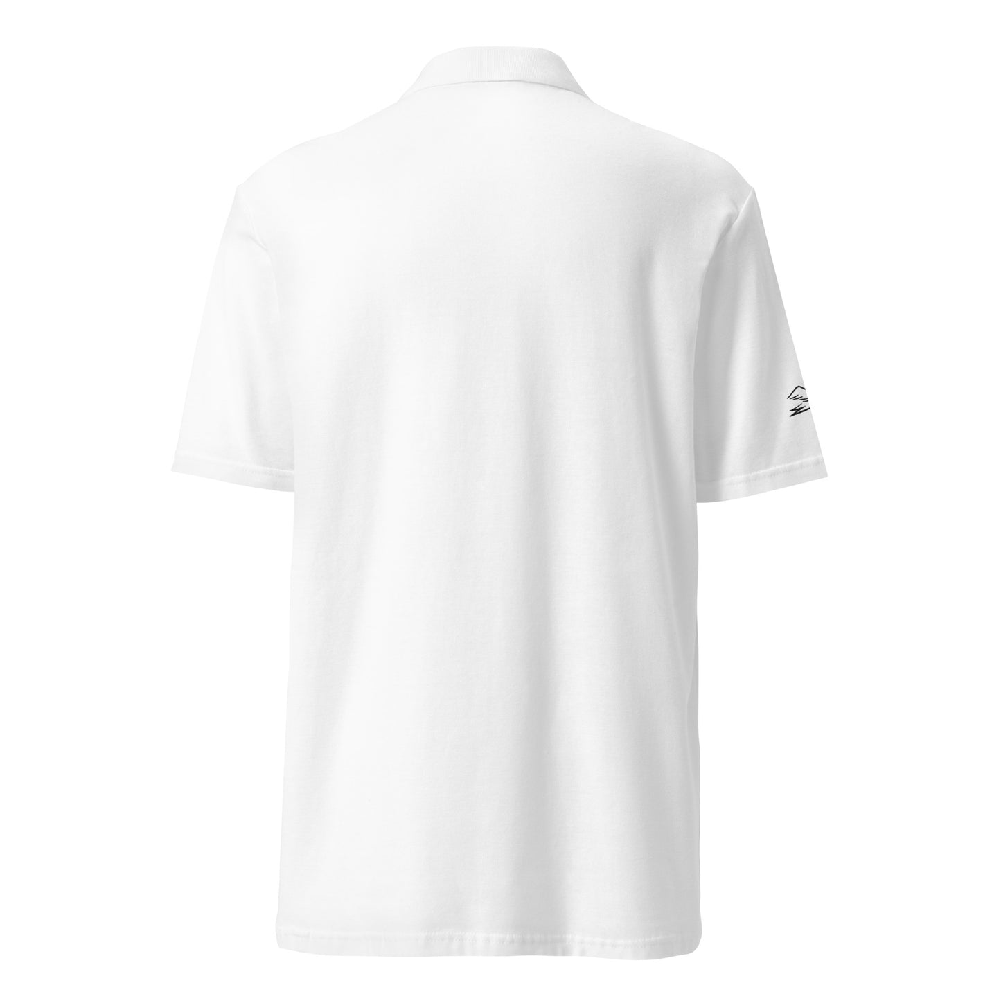 white polo on a white background, back view