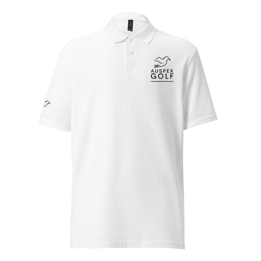 white polo on a white background, front view