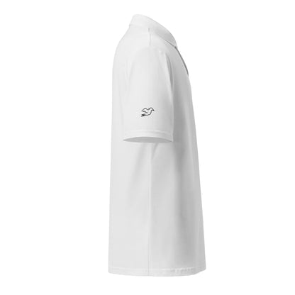 white polo on a white background, right view