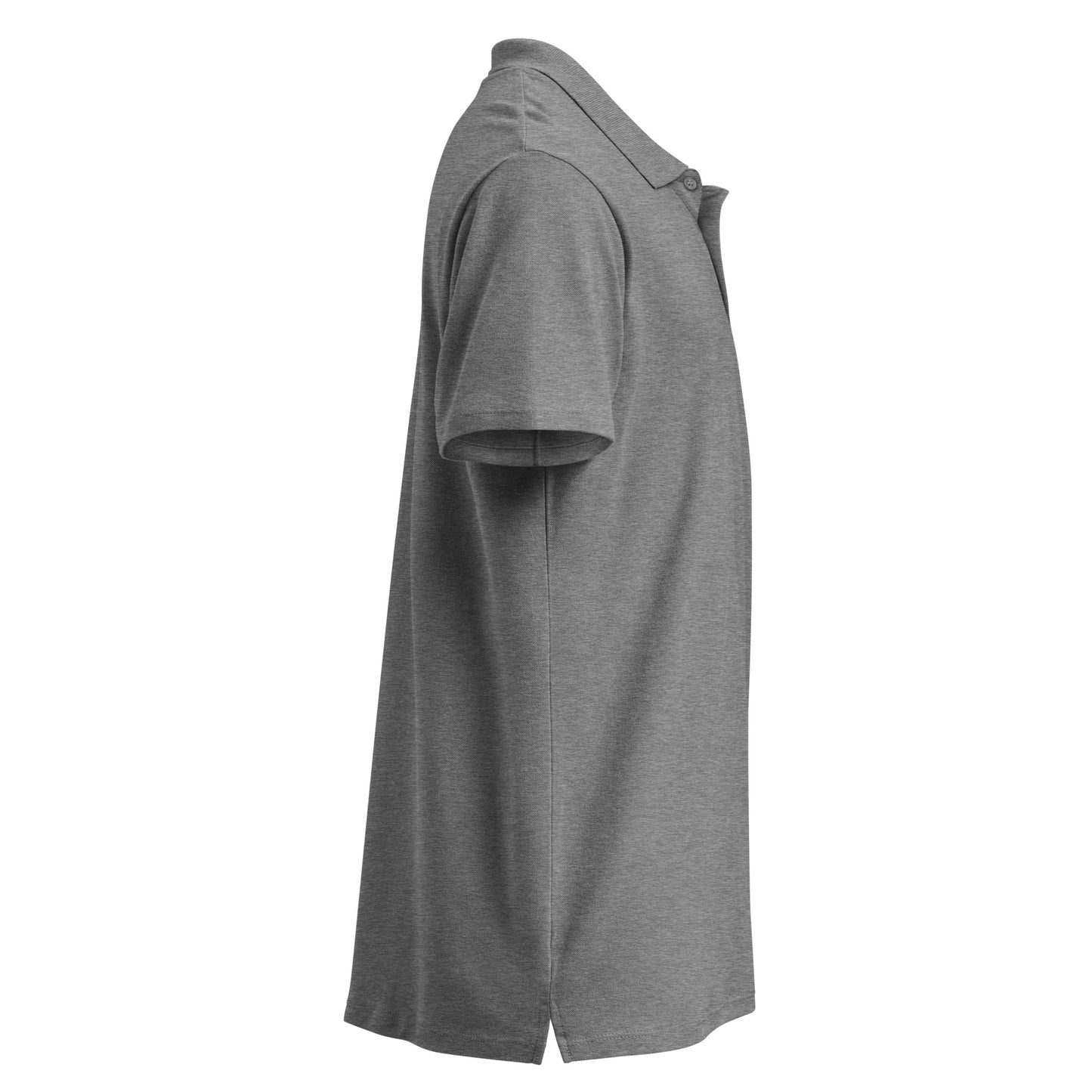 grey melange polo on a white background, right view