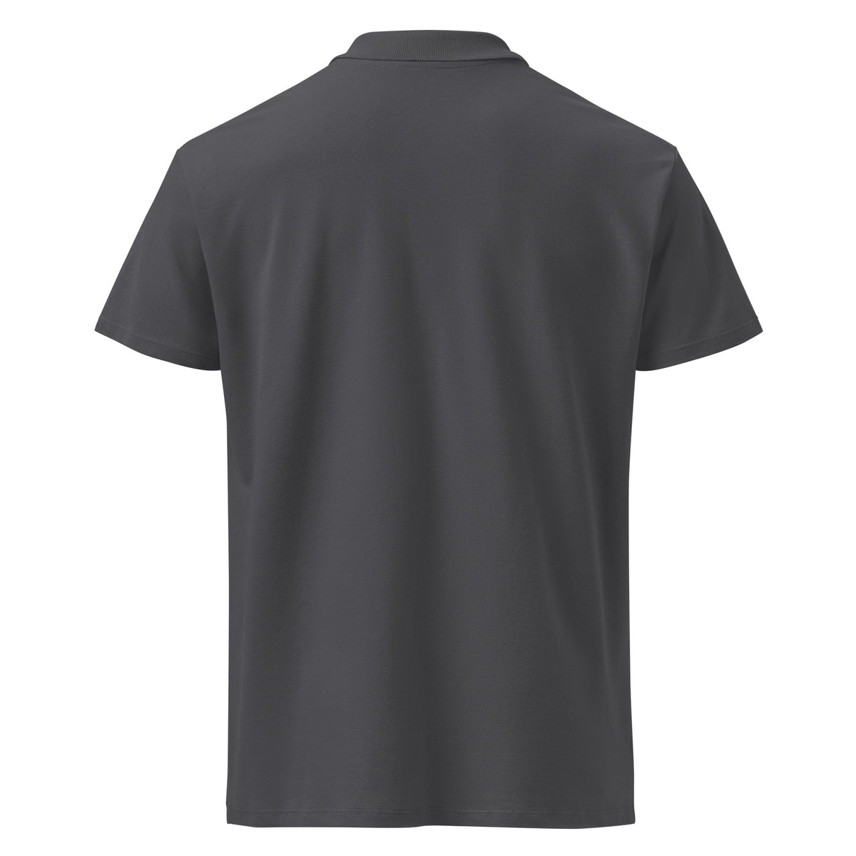mouse grey polo on a white background, back view
