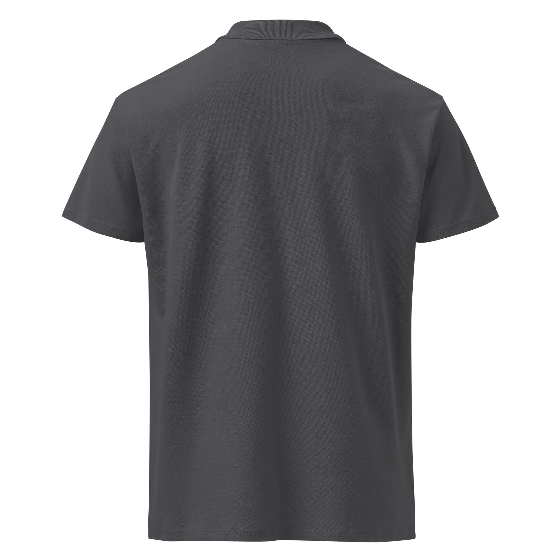 mouse grey polo on a white background, back view