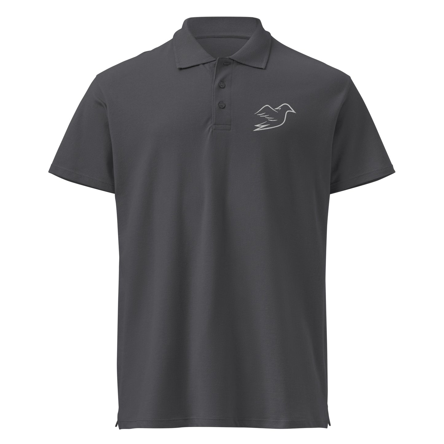 mouse grey polo on a white background, front view