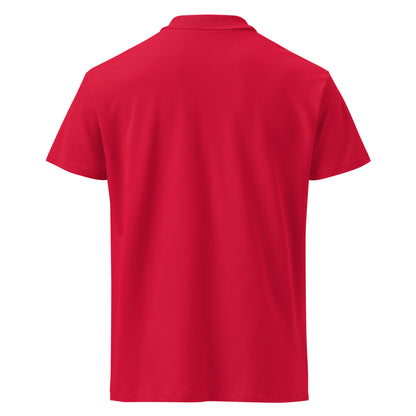 red polo on a white background, back view