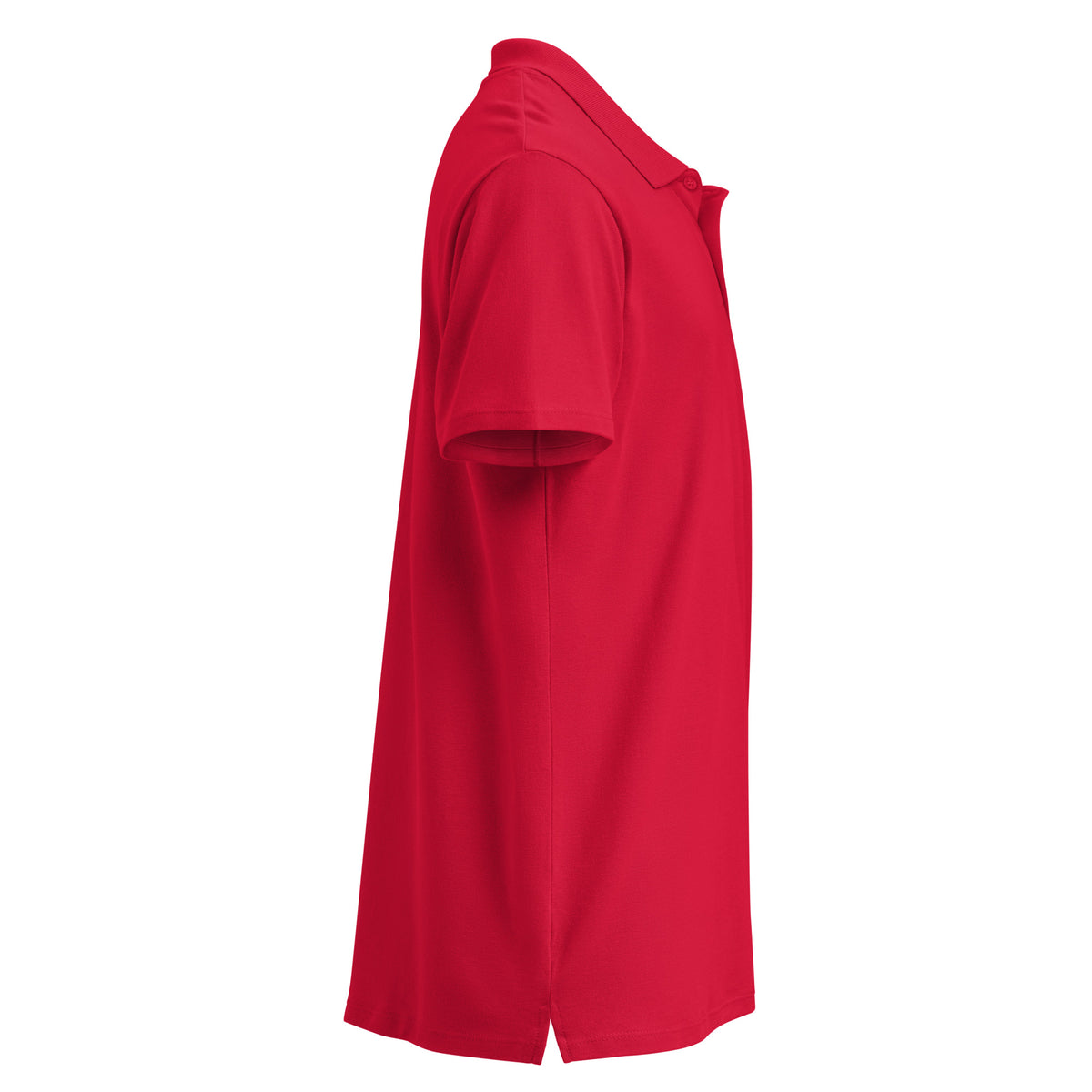 red polo on a white background, right view